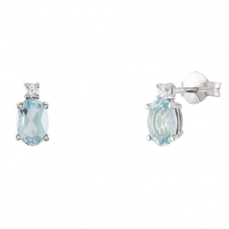 Earrings Louise 18K Gold Aquamarine and Diamonds