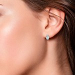 Earrings Louise 18K Gold Aquamarine and Diamonds