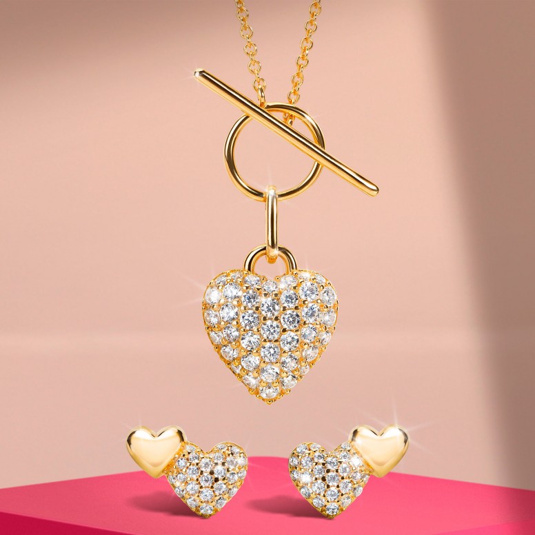 Pendientes Two Hearts Golden