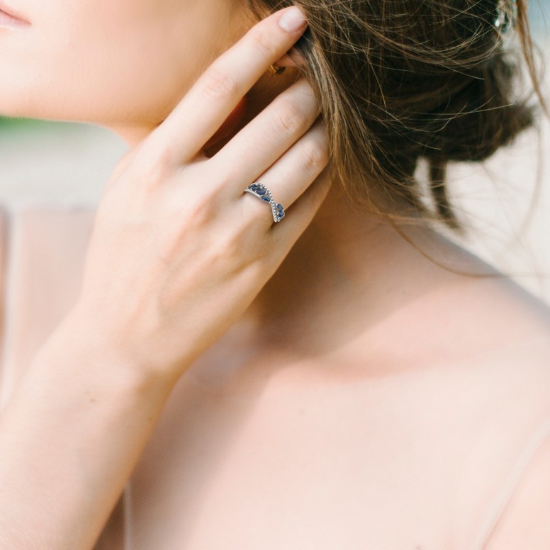 Ring Olive III 18K Gold Sapphires and Diamonds