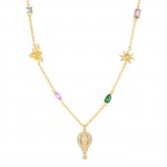 Fun Hot Air Balloon Golden Necklace