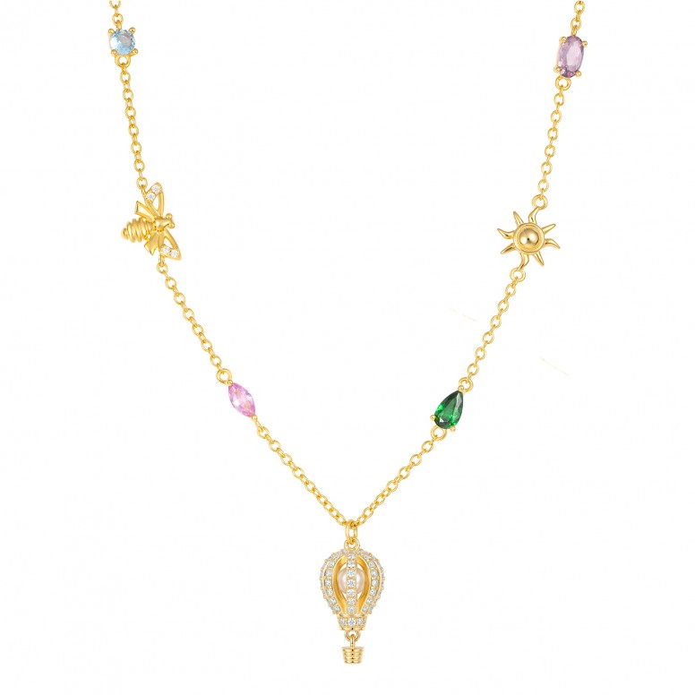 Fun Hot Air Balloon Golden Necklace