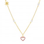Fun Heart & Sun Golden Necklace