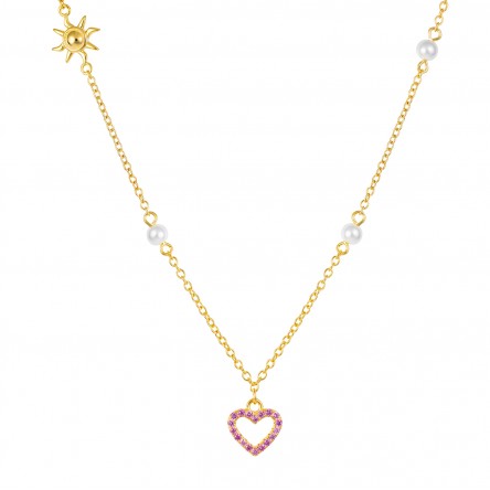 Collar Fun Heart & Sun Dorado