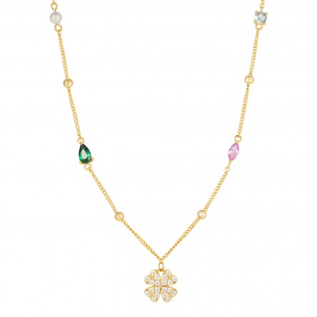 Collar Fun Clover & Stones Dorado