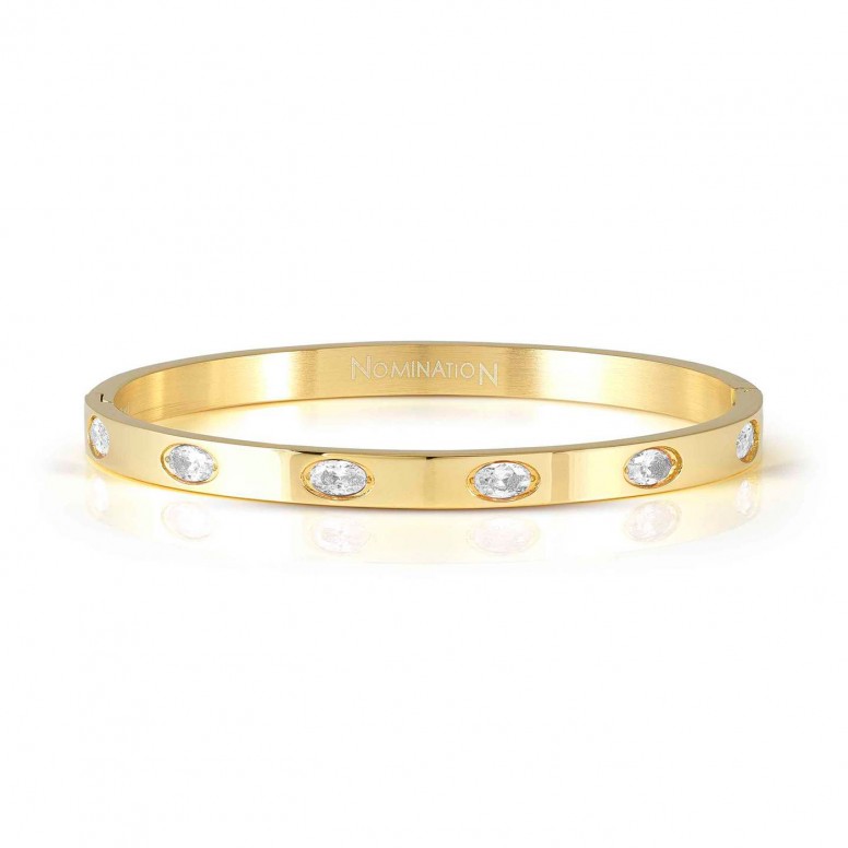 Pulsera Pretty Bangles 6 White Stones Dorada
