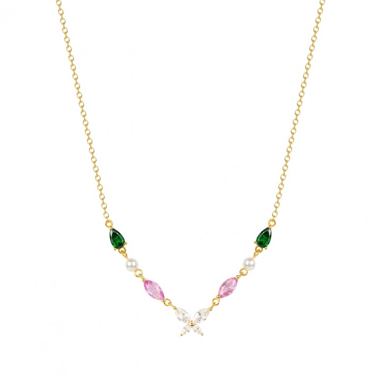 Collar Fun Butterfly & Stones Dorado
