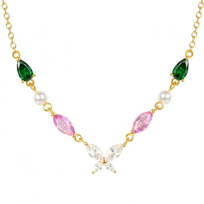 Collar Fun Butterfly & Stones Dorado