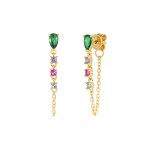 Pendientes Fun Stones Chain Dorado