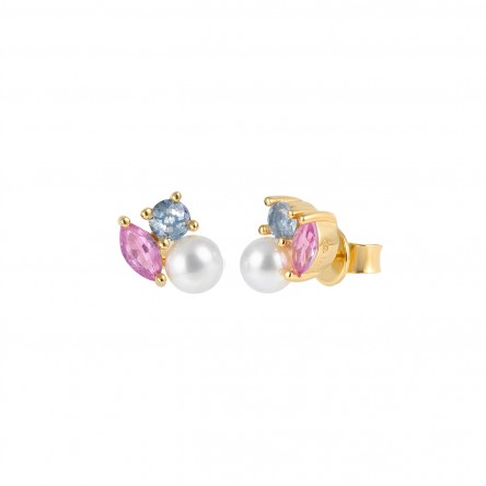 Pendientes Fun Stones & Pearls Dorado