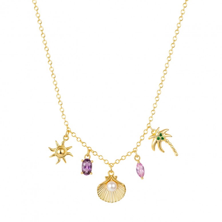 Collar Fun Shell Multi Charms Dorado