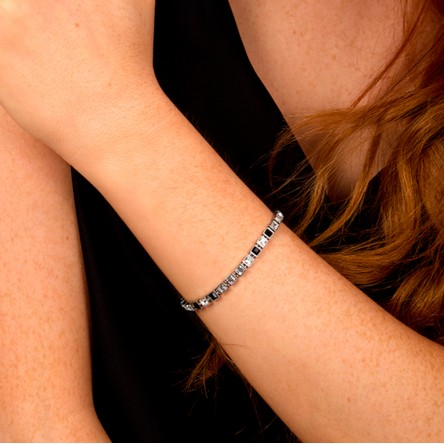 Crystals Silver and Black Bracelet
