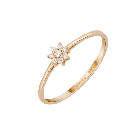 Anel Ouro 14K Solitaire Flower