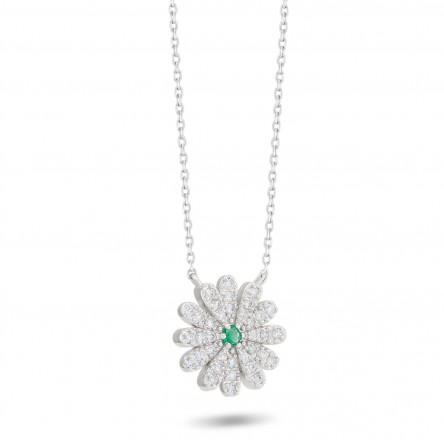 Necklace Sunflower 18K Gold Emerald and Diamonds