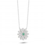 Necklace Sunflower 18K Gold Emerald and Diamonds
