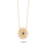 Necklace Sunflower 18K Gold Sapphire and Diamonds