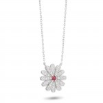 Necklace Sunflower 18K Gold Ruby and Diamonds