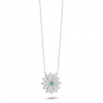 Necklace Sunflower 18K Gold Emerald and Diamonds