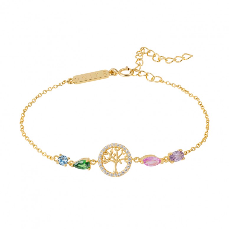 Pulsera Fun Tree Of Life & Stones Dorado
