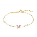 Pulsera Fun Butterfly & Pearls Dorado