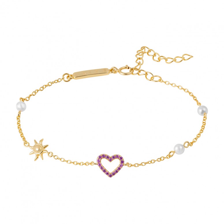 Pulsera Fun Heart & Sun Dorado