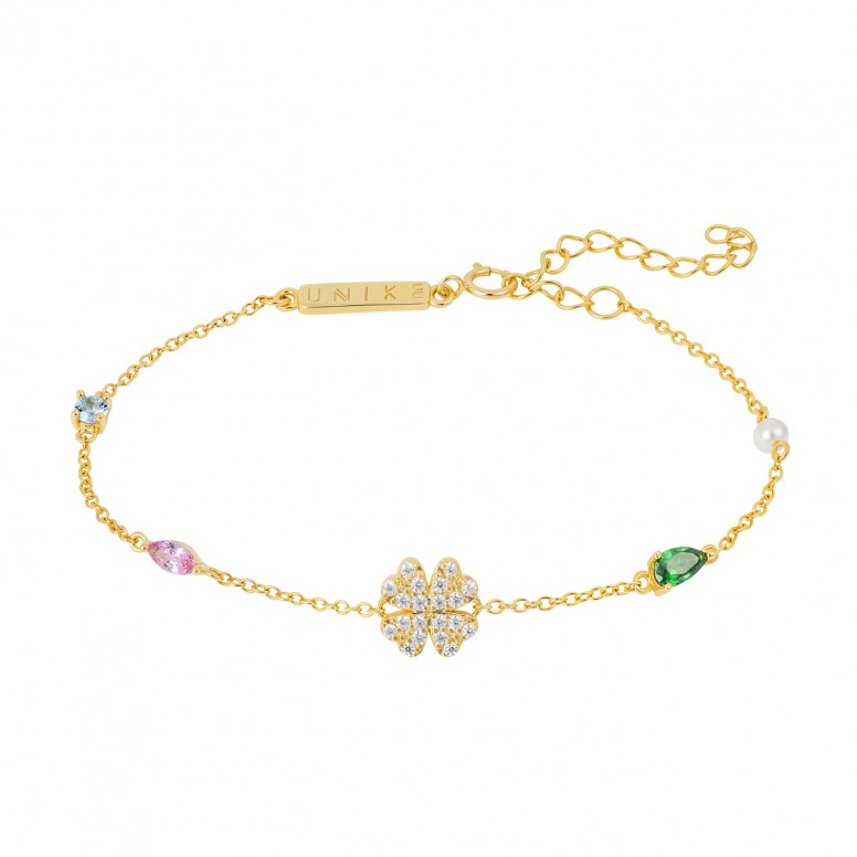 Pulsera Fun Clover & Stones Dorado