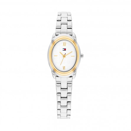 Reloj Ovalado de Acero Plateado