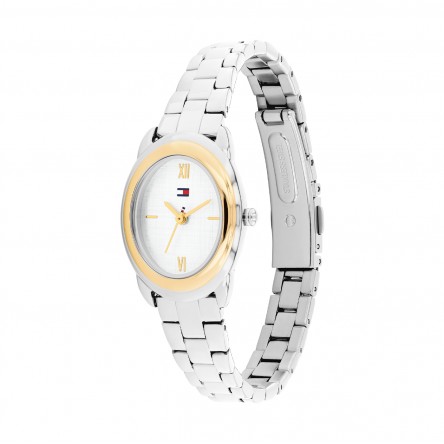 Reloj Ovalado de Acero Plateado