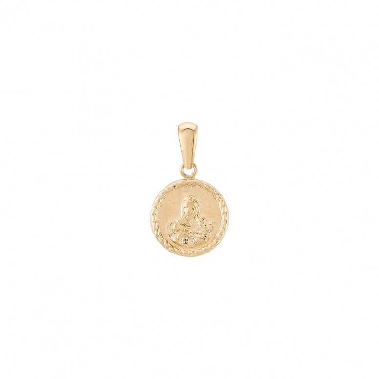 Pendente Ouro 14K Timeless Medalha Religiosa