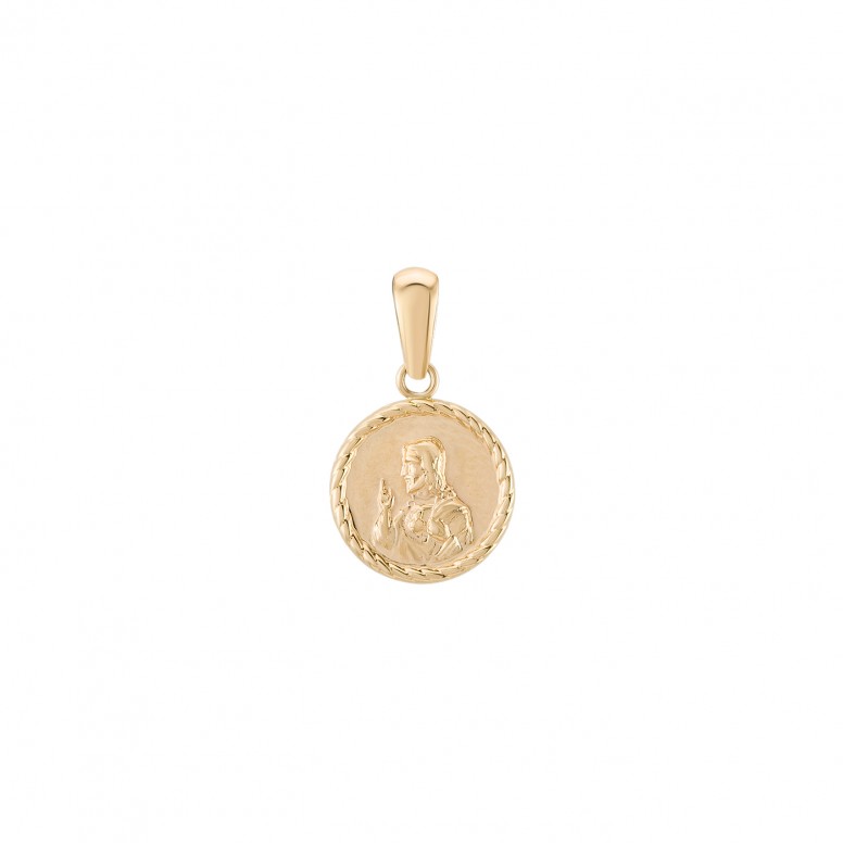 Pendente Ouro 14K Timeless Medalha Religiosa