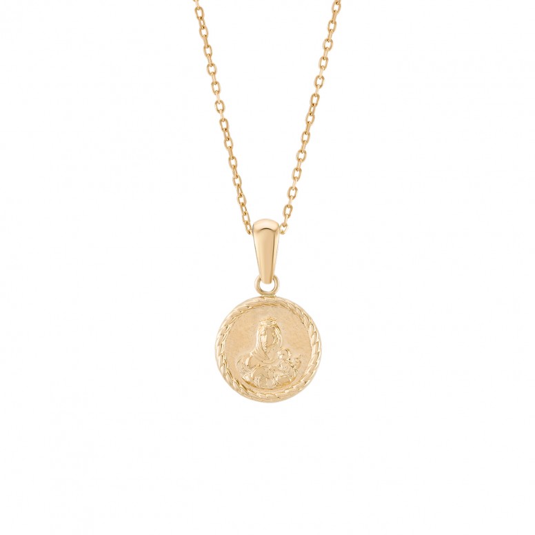 Pendente Ouro 14K Timeless Medalha Religiosa