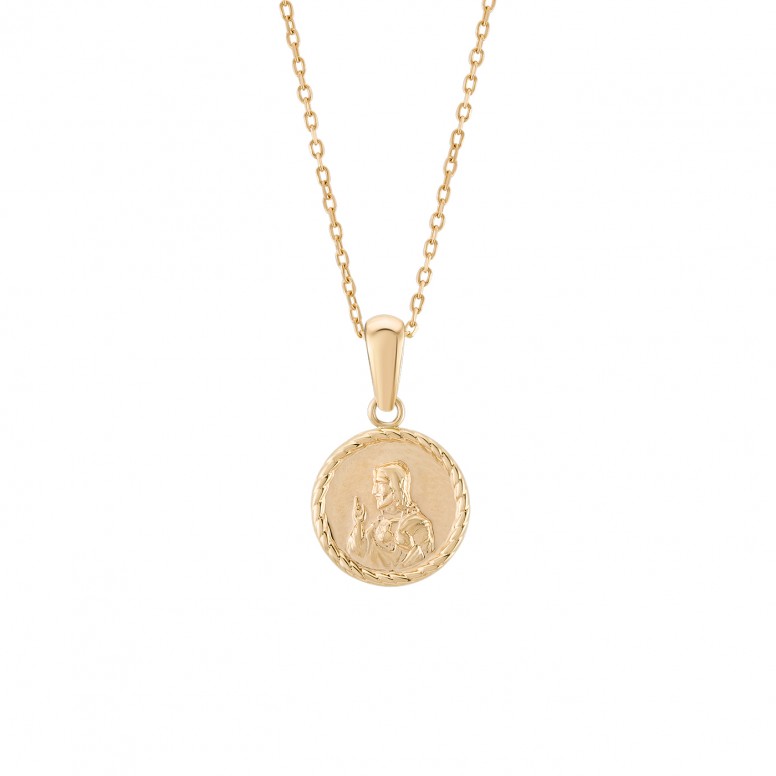 Pendente Ouro 14K Timeless Medalha Religiosa