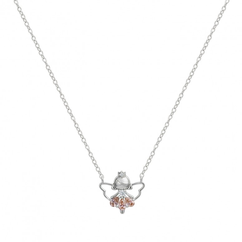 Colar Girls Pink Fairy Silver