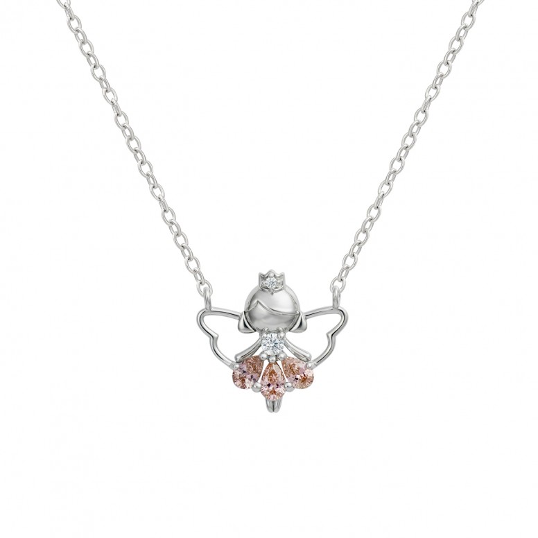 Colar Girls Pink Fairy Silver