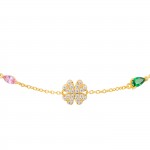 Pulsera Fun Clover & Stones Dorado