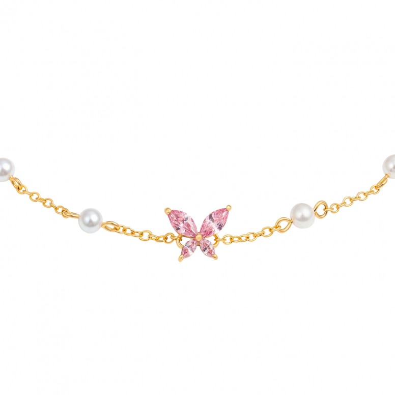 Pulsera Fun Butterfly & Pearls Dorado