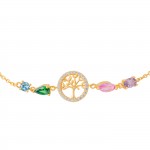 Pulsera Fun Tree Of Life & Stones Dorado