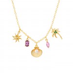 Collar Fun Shell Multi Charms Dorado