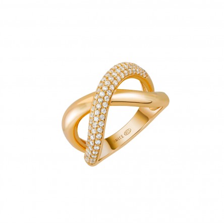 Anel Crossed Stones Golden