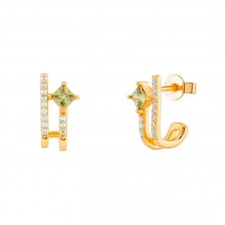 Fun Green Stone Hoops