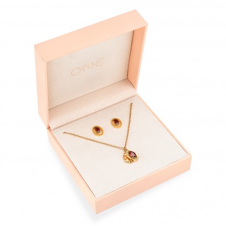 Conjunto Colar e Brincos Birthstone January - Protection