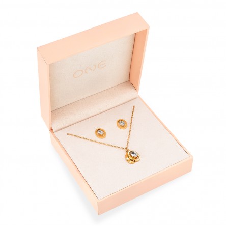 Conjunto Colar e Brincos Birthstone April - Courage