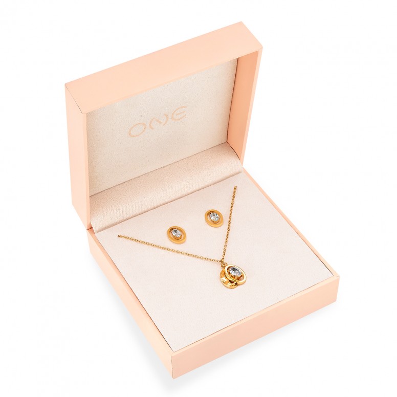 Conjunto Collar y Pendientes Birthstone April - Courage