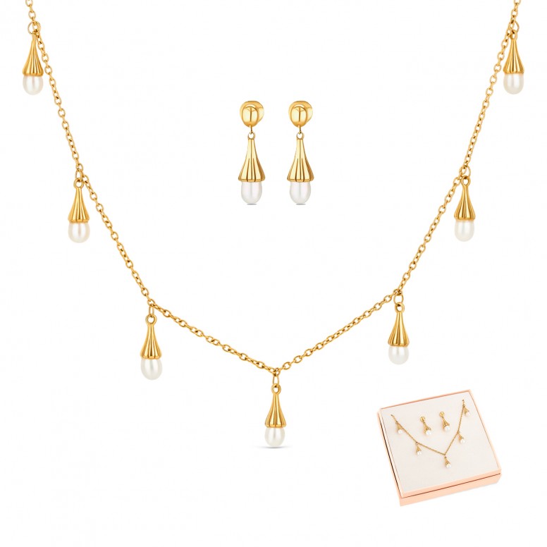 Conjunto Collar y Pendientes Sea Pearl Golden
