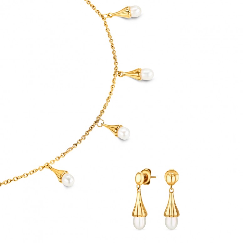 Conjunto Collar y Pendientes Sea Pearl Golden