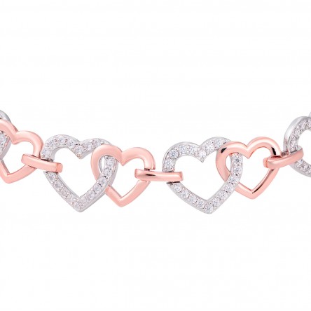 Rose Gold Hearts Chain Bracelet