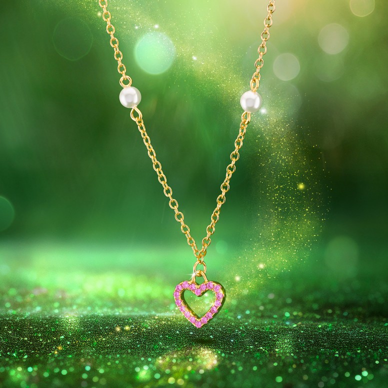 Fun Heart & Sun Golden Necklace
