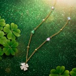 Collar Fun Clover & Stones Dorado