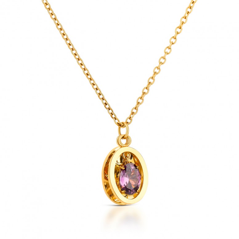 Conjunto Colar e Brincos Birthstone February - Wisdom