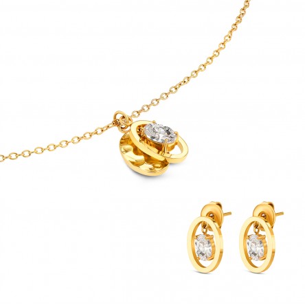 Conjunto Colar e Brincos Birthstone April - Courage